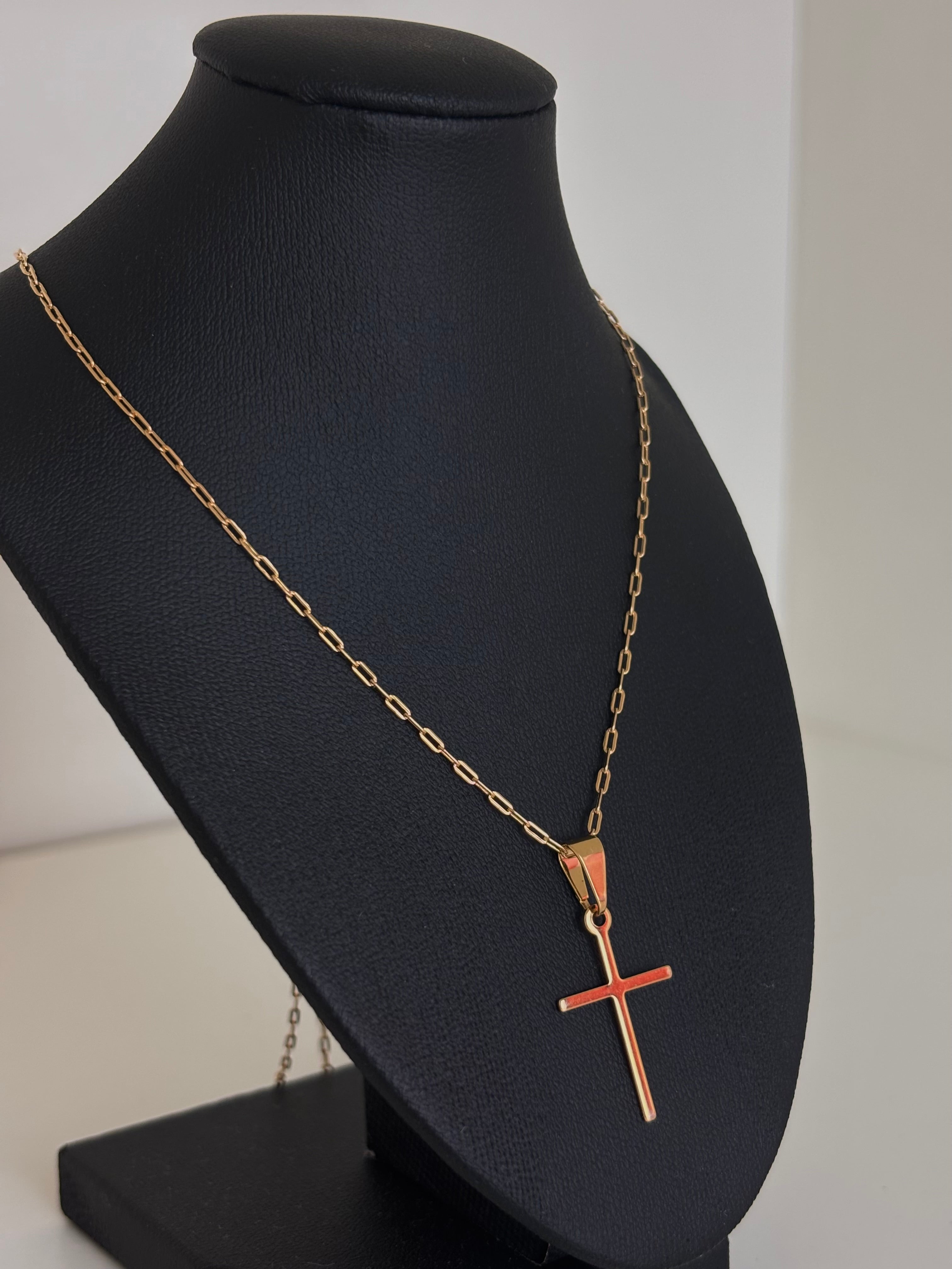 Cadena laminado 18k + dije cruz