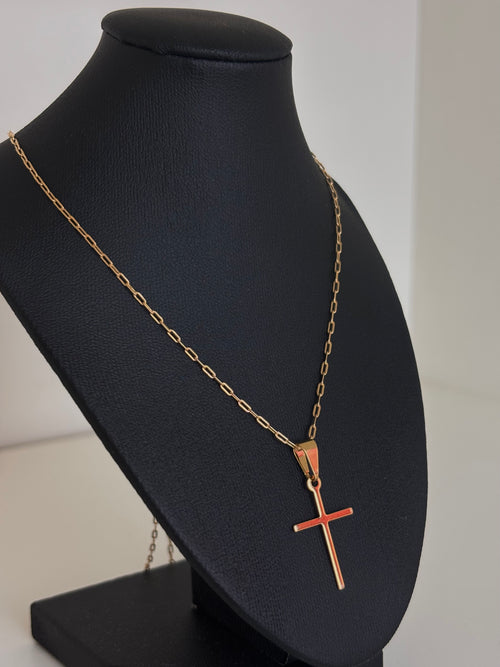 Cadena laminado 18k + dije cruz
