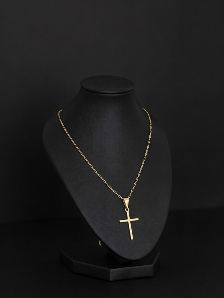 Cadena laminado 18k + dije cruz